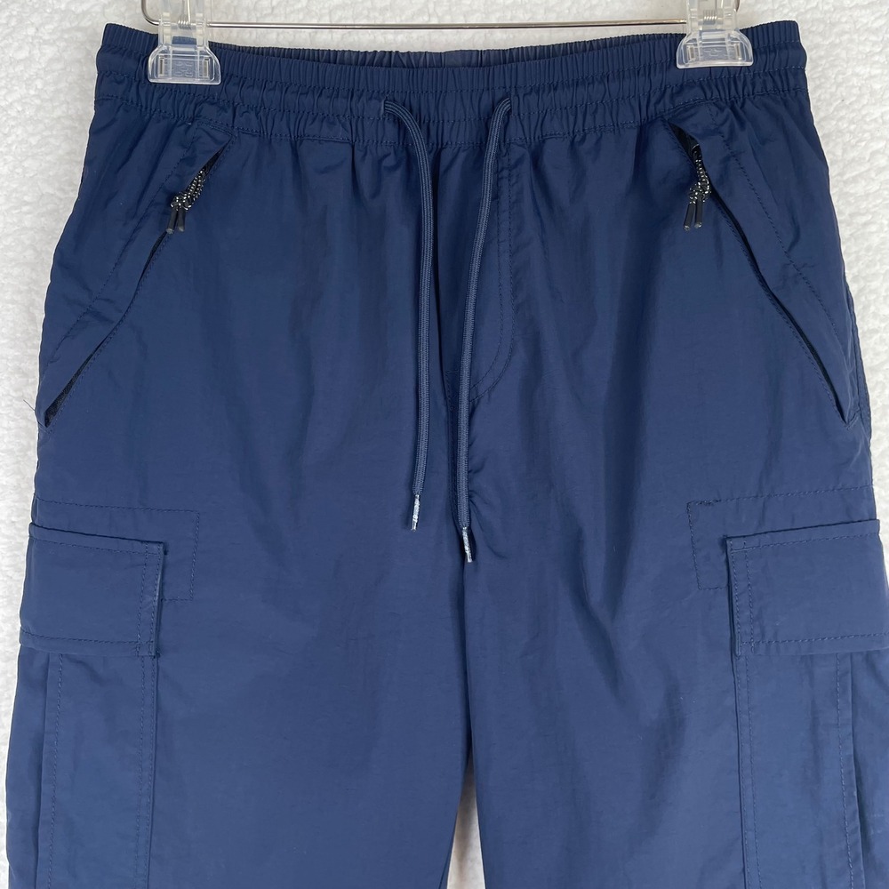 Aeropostale Mens Navy Blue Nylon Cargo Jogger Pant Small Zipper Pockets Techwear